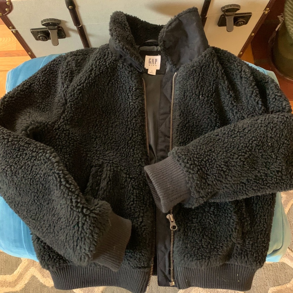 Girls medium black teddy jacket